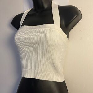 Forever 21 White Ribbed Crop Top